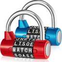 Shimeyao 2 Pcs 5 Letter Combination Lock Metal 5 Digit Lock Heavy Duty Word Gym Locker Keyless Resettable Safety Padlock for School Gym Locker Toolbox Hasp Cabinet (Blue, Red)