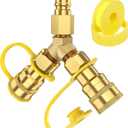 3/8 inch Natural Gas Y Splitter, 2-Way Natural Gas Quick Connect Fittings with Shut Off Valve, Conversion Kit for Natural Gas Line, 3/8" Propane Hose, Pizza, Oven, Grill, Generator, Heater, RV Trailer