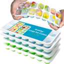 Ice Cube Trays for Freezer - 4 Pack 56 Cubes(1.7" x 1.2"), Easy Release Silicone Bottom+ PP Frame Ice Trays with Spill-Resistant Lids, Stackable, BPA-Free for Cocktails, Coffee & Everyday Drinks