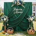 50ft x 12ft Wrinkle Free Hunter Green Backdrop Curtains for Parties, Silky Photo Backdrop Drapes 12FT Long Back Drop Cloth for Wedding Birthday Photography Background Decor