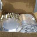 WELLIFE 600pc Gold Trim Plastic Dinnerware Set for Party: 100 Dinner Plates, 100 Dessert Plates, 300 Cutlery, 100 cups