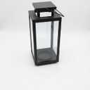 Modern Black Metal Glass Candle Lantern 12" (Decorative Home & Patio Decor)