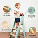 Grownsy Safety Upgrade Foldable Kitchen Helper Step Stool Toddler Tower | One-Click Lock, 3-Second Folding, 3 Adjustable Heights, Sturdy A-Frame Support, Easy Storage, Ages 15 Months to 6 Years