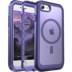 jaroco Magnetic for iPhone SE Case 3rd/2rd,iPhone 8/7 Case, [Compatible with MagSafe][Military Grade Drop Protection][Heavy Duty Protection][Non-Slip] 2-Layer Bumper Phone Case 4.7''-Dark Purple