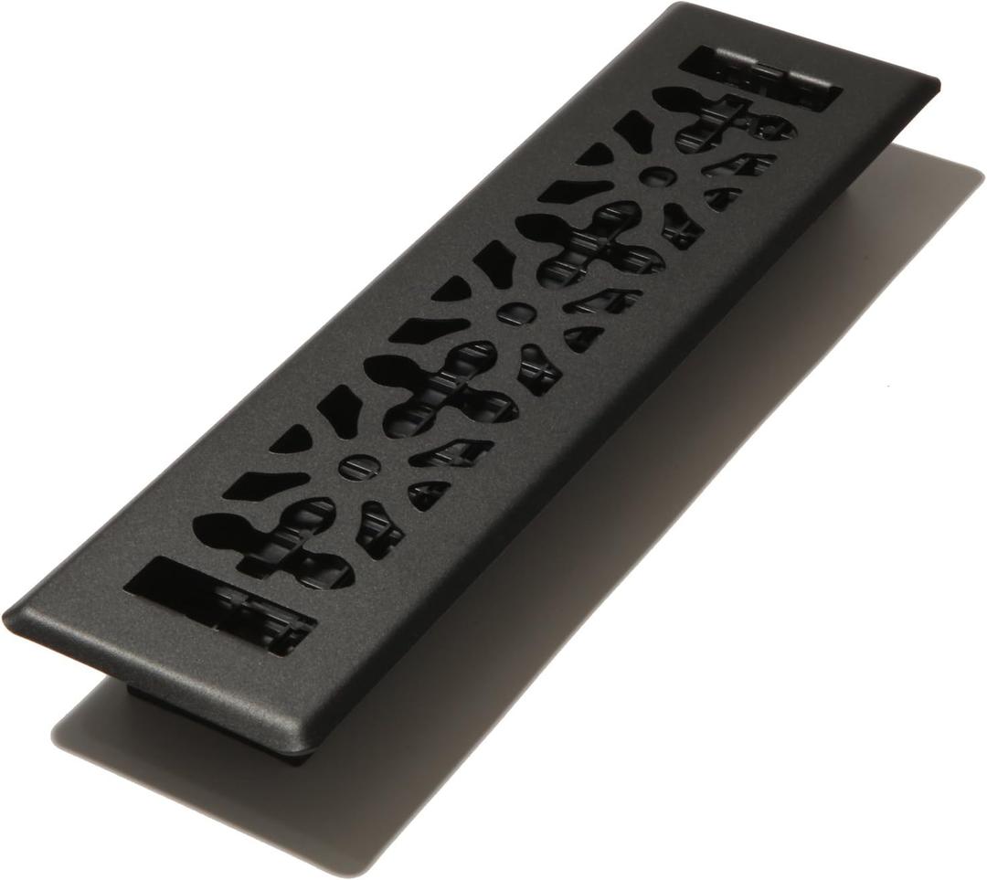 Decor Grates AGH212-BLK Gothic Floor Register, Textured Black, 2x12 Inches