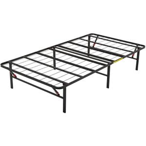 Amazon Basics Foldable Metal Platform Bed Frame with Storage, Sturdy Steel Support, No Box Spring Needed, 14-inch High, Tool-Free Setup, Twin Size, Black