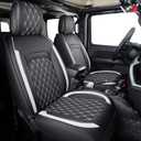 Aierxuan Jeep Wrangler JK JL 4-Door Seat Covers Full Set Custom Fit 2007-2026 Unlimited X Rubicon 392 Sahara Willys Sport High Altitude 4X4 Truck Pickup Waterproof Faux Leather (Full Set/Black-W)