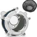 For harley davidson air cleaner filter sportster Touring street glide road king electra Dyna Softail motorcycle air intake (Chromed- blue filter, C-For Touring 2008-2016)
