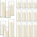 Homjoy 36 PCS Ivory White Pillar Candles with Glass Candle Holders Clear Hurricane Candle Holders Glass Cylinder Vases for Centerpieces Wedding Party, Event, Home Office (18 Candles+18 Candle Hoders)