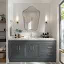 ANDY STAR 24"x32" Brushed Nickel Scalloped Vanity Mirror for Bathroom Sink