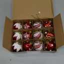 Realspring 12 Pcs Christmas Ball Ornament Glittering Hanging Xmas Balls for Tree Peppermint Candy Ornament Set Christmas Candy Cane Decorations Mini Glass Ornaments(Snowflake Style)