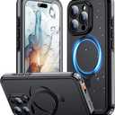 Temdan Magnetic for iPhone 16 Pro Max Case Waterproof, [Built-in Ring Invisible Stand & Screen Protector][IP68 Underwater][Dropproof][Dustproof][Real 360] Shockproof Protective Phone Case 6.9'' -Grey