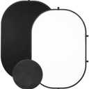5x6.5ft/1.5x2m White Black Photo Backdrop, Double-Sided Pop Up Photography Background with Carry Bag Reversible Collapsible Backdrops for Photoshoot TikTok YouTube Video Live Streaming