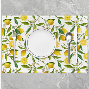 Lemon Pattern Table Place Mat, 18"x12" Lemon Floral Placemat for Decor Summer Fruit Placemat for Kitchen Dining Table Decor Indoor Outdoor Nature