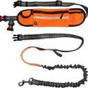 FJ Four Joys Hands Free Dog Leash with Zipper Pouch, Waist Leash for Dog Walking with Shock Absorbing Bungee for Walking, Jogging and Running (Orange)