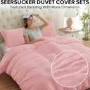 Cozyide Pink Duvet Cover Full Size, 3 Pieces Bedding Duvet Covers, Soft Breathable Seersucker Duvet Cover Set with Zipper Closure and Corner Ties (1 Duvet Cover 80"x90" + 2 Pillow Shams 20"x26")