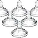 Dr. Brown's Natural Flow Preemie Flow Wide-Neck Baby Bottle Silicone Nipple, Slowest Flow, 0m+, 100% Silicone Bottle Nipple, 6 Pack