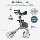 Pelegon Rollator Walker with Seat for Seniors Lightweight Foldable Walker with Padded Seat & Backrest, Adjustable Handles, Reflective Frame, Carry Bag Heavy-Duty 300lb Support - Grey