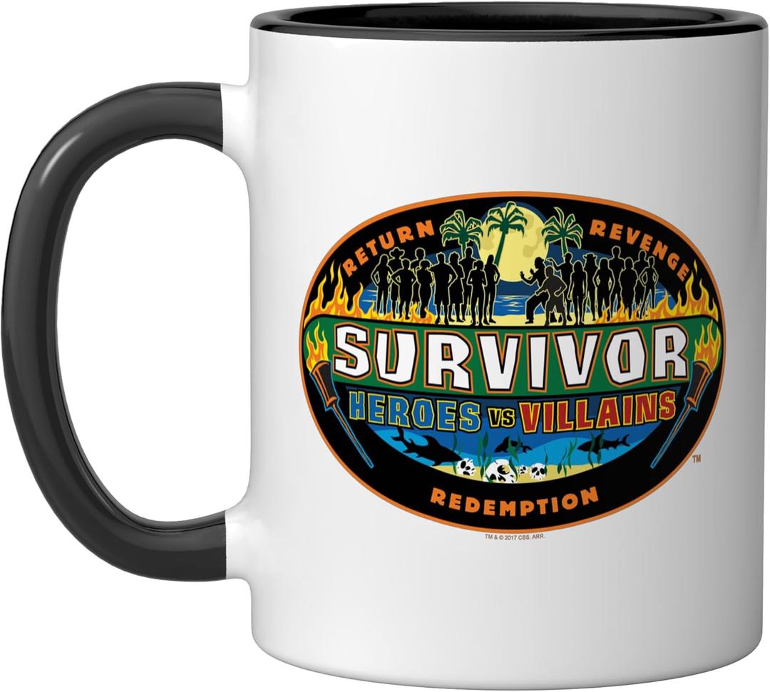 Survivor Heroes Vs Villains Ceramic Mug, Black/White (11 Ounces)