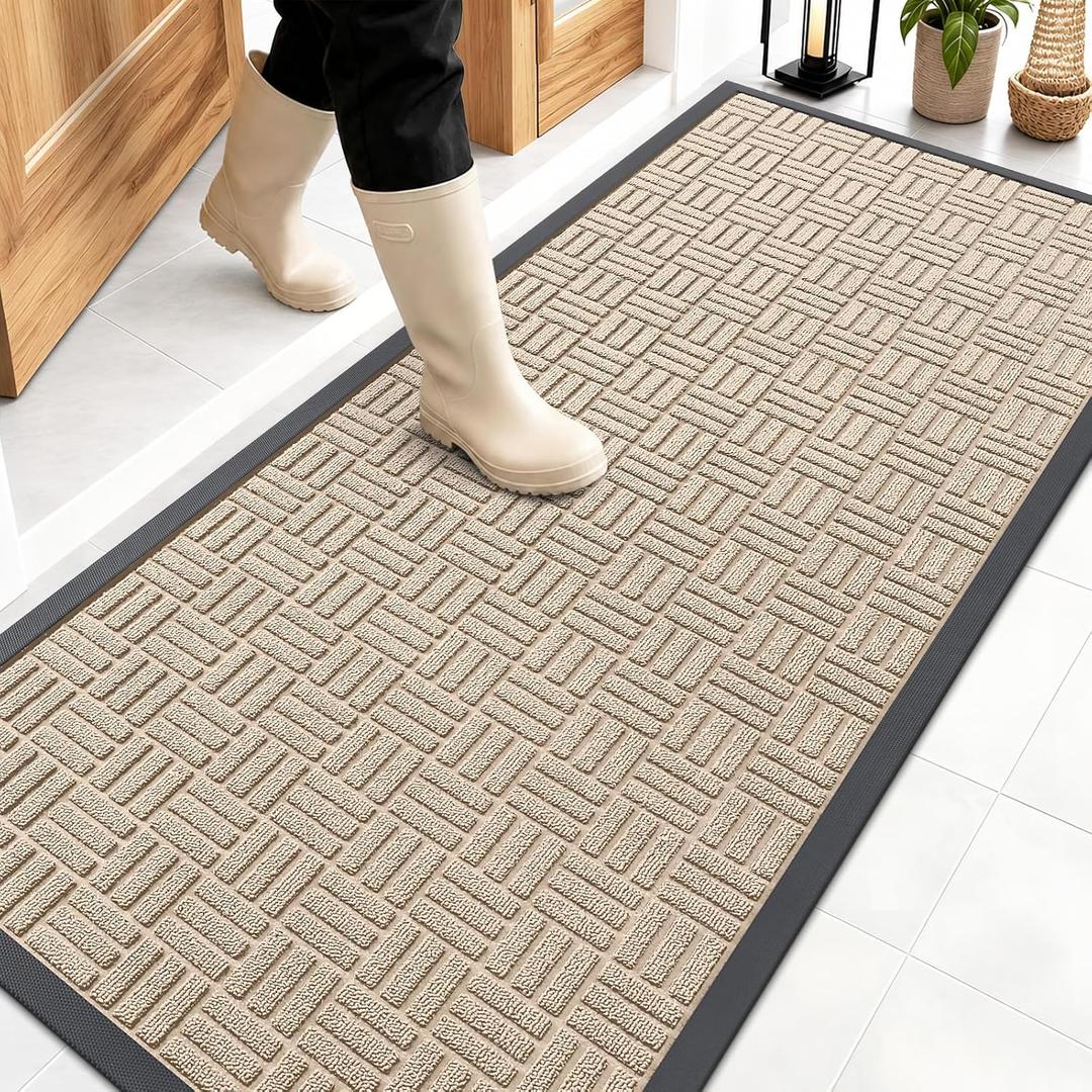 OLANLY Front Door Mat Outside Entrance 59x23, Heavy-Duty Rubber Doormat
