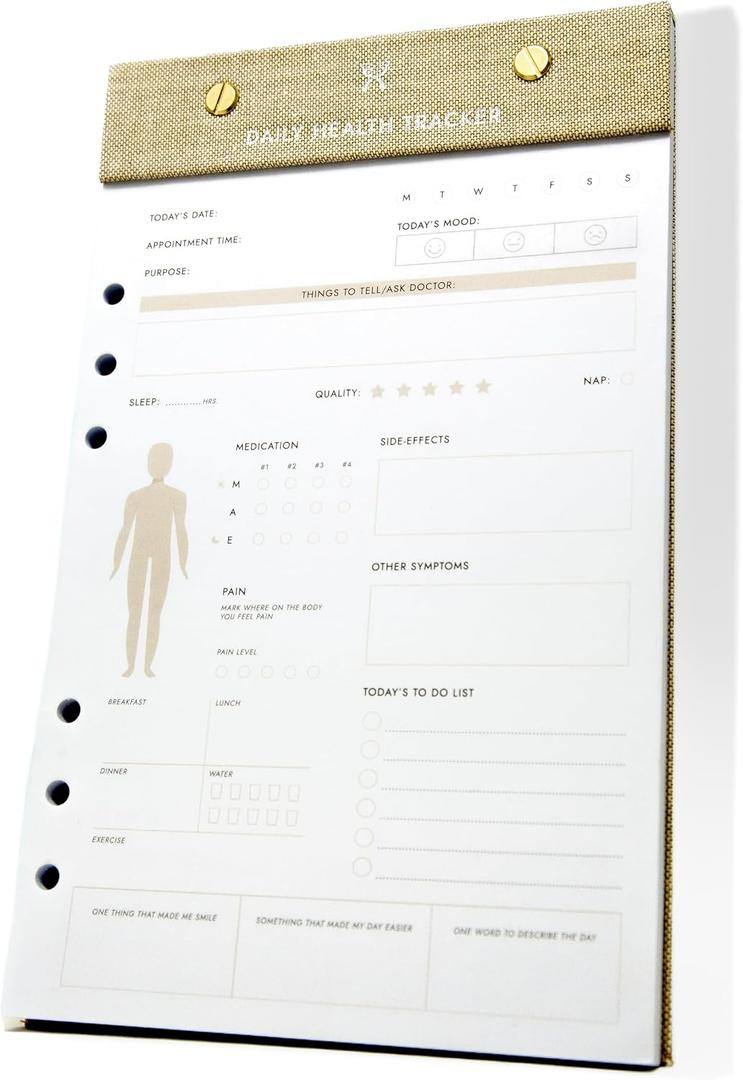CanPlan Daily Health Tracker Notepad, Medical Health Tracker for Any Health Condition, Pain Tracker, Health Planner, A5 size, Tear-off sheets, Undated Notepad Organizer