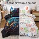 A Nice Night Boys Queen Size 5-Piece Game Console Comforter Set, for Kids Teen 3D Colorful Background Space Universe Gamepad Gaming Printed Matching Sheet Sets