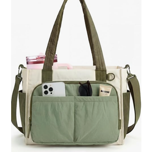 BAGSMART Tote Bag for Women Puffy 13/15.6" Laptop Work Bag Travel Handbag | 30oz/40oz Tumbler Holder, Crossbody Strap & Padded Laptop Protection, Puffer Water-Resistant Teacher & Clinical Shoulder Bag