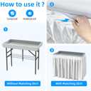 Folding Ice Cooler Table, Skirt &Drain Hose Plastic Chill Table to Keep Drinks Cool, Portable Foldable Self-Serving Beverage Cooling Bar for Parties, Picnics, Barbecues, Fishing(White