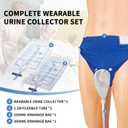 Men Wearable Urine Collector with Fixed Pants Silicone Urine Cup 1.2M Tube and Two Urine Bags 1000ml Daytime 2000ml Nighttime Reusable Leak Proof Anti Reflux Urinary Collection, Elderly Men Black
