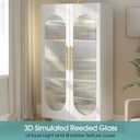 Coavas Reeded Glass Window Privacy Film, 3D Fluted Frosted Decorative Window Film, Self Adhesive Privacy Cover, UV Blocking for Bathroom Bedroom Door, 23.6x118.1 in, Translucent