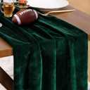 Socomi Green Velvet Valentine's Day Table Runner Cloth Decor 20 x 120 Inches 10ft Fabric Emerald Green Luxurious Thanksgiving Wedding Runner for New Year Bridal Shower