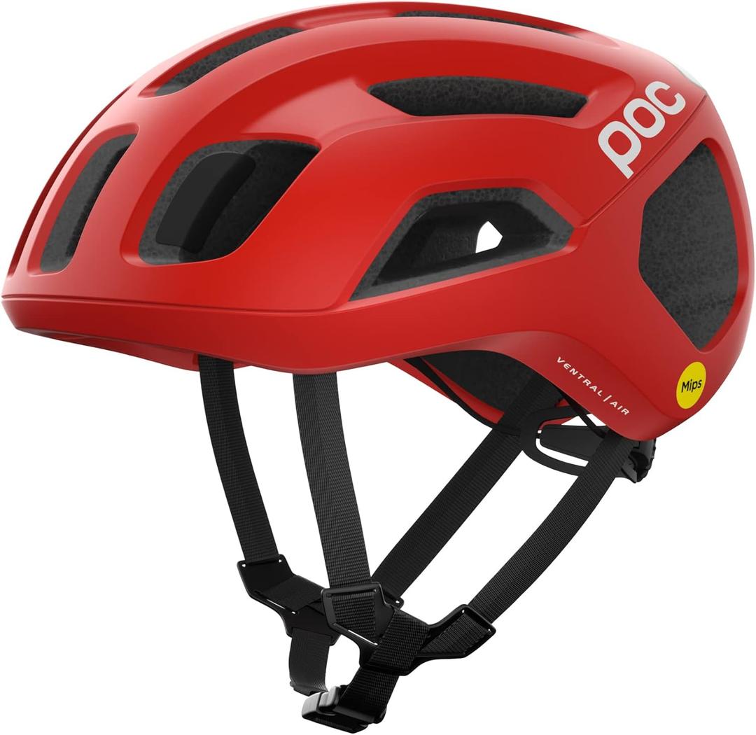 POC, Ventral Air MIPS Road Cycling Helmet with Performance Cooling (S/50-56cm, Prismane Red Matt)