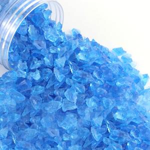 LePe Crushed-Glass, Translucent Broken GlassDecorative for Resin Art, Fire Pits, Potted Plants, Garden and Indoor Use, 3-6mm, 1 Pound in Jar(Navy Blue) (Aquamarine)