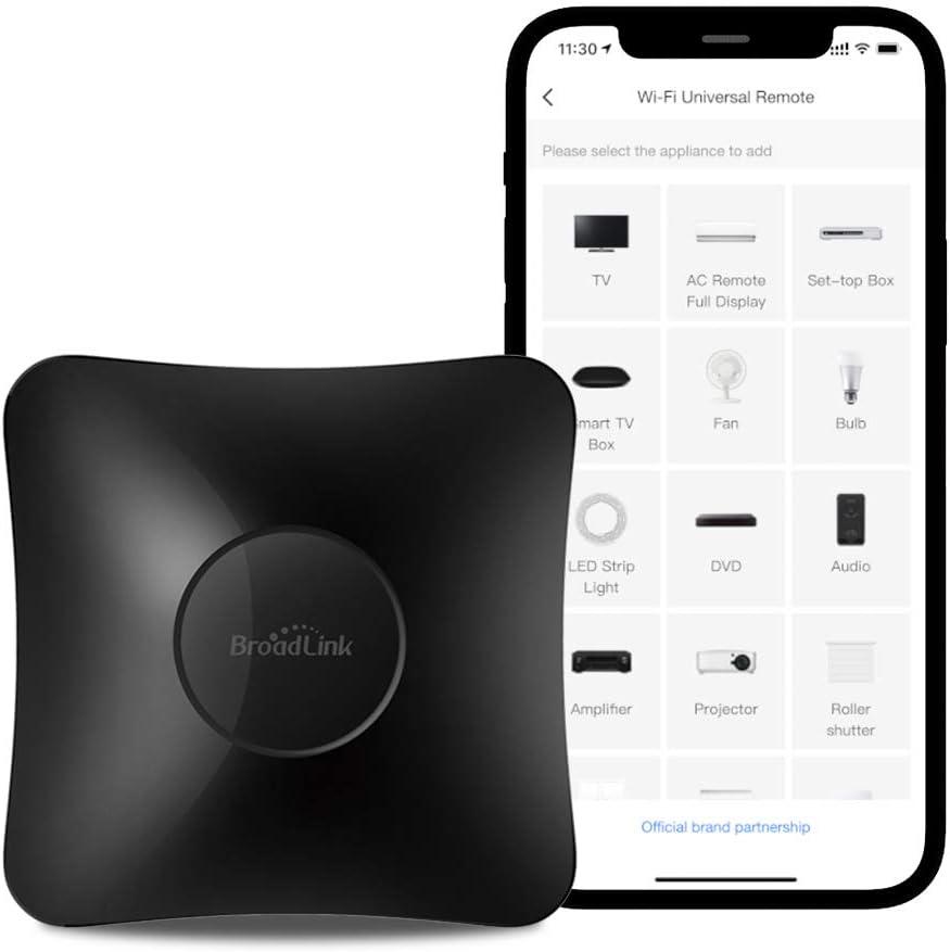 BroadLink RM4 pro IR and RF Universal Remote, All in One Hub Code Learning Wi-Fi Remote Control for TV Air Conditioner STB Audio, Curtain Motor, Works with Alexa, Google Home, IFTTT