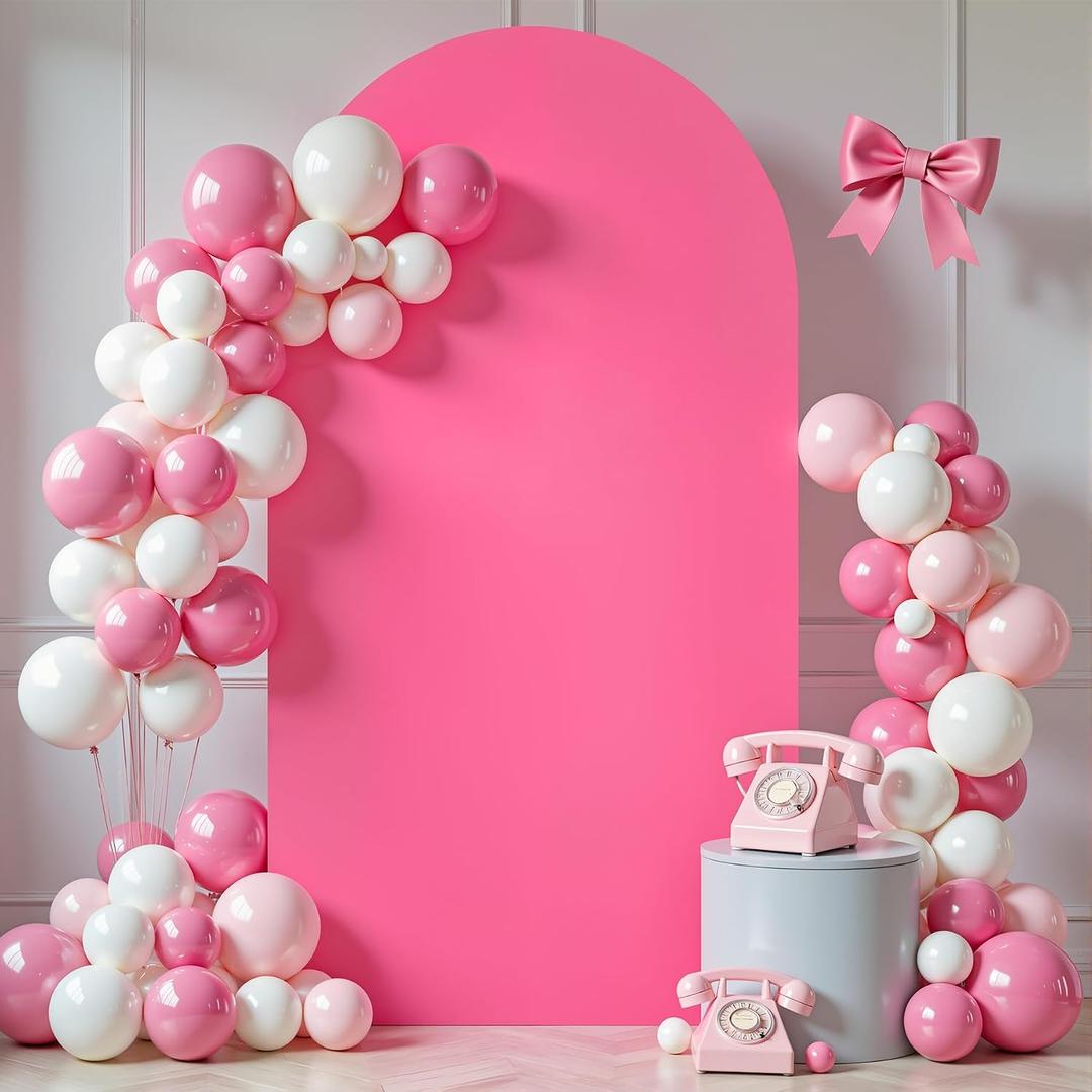 6 ft Arch Backdrop Cover Hot Pink - Double-Sided Spandex Arch Covers Stretchy Backdrop for Balloon Arches Birthday Party Baby Shower Banquet Wedding Photo Background