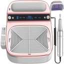 3-in-1 Nail Dust Collector & Electric Nail Drill File & UV LED Nail Lamp, 5 Suction Modes, Stepless Speed Forward/Reverse, Cordless 8000mAh Nail Kit Tech with Timer Auto Sensor for Home Use Salon