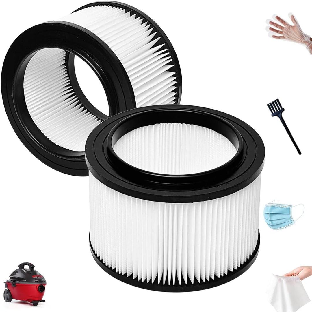 NKA 17810 Replacement Filter for craftsman shop vac filter 9-17810 Wet Dry General Purpose Vacuum Cleaner, 3, 4 Gallon for craftsman shop vac made after 1988, numbers prefixed by "113" or "125",2 Pack