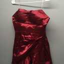 Long Satin Spaghetti Strap Prom Dress (Medium, Burgundy)