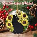 2 x Sunflower Black Cat Ornament, Christmas Ornaments, Christmas Tree Decorations, Holiday Decor, Cat Lover Gifts, Pet Gifts, Xmas Gift & Holiday Presents for Friends or Family