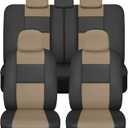BDk Faux Leather Car Seat Cover Full Set - Front & Rear Split Bench Beige Seat Covers for SUV & Truck Seat Covers, Airbag Compatible - Interior Protective Seat Covers for Car Seats & Car Accessories