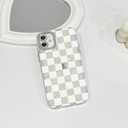 NITITOP Compatible with iPhone 12 Case Cute Checkerboard Checker Plaid Shell Textures for Girls Women Men Soft TPU Slim Hard Back with Lens Protective Phone Cover - White