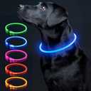 Colaseeme LED Dog Collar Light Up Dog Collars 1 Count USB Rechargeable TPU Glow Safety Basic Dog Collars, Please Do Not Use Fast Charging (Blue)