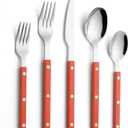 ANNOVA Silverware Set, Retro/Rivet Colorful Stainless Steel Tableware Kitchen Flatware Set Utensils, Includes Dinner Knives, Forks, Spoons, Salad Forks & Dessert Spoons (Orange, 10 Pieces)