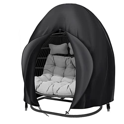 boyspringg Patio Chair Cover, 91x80 Inches, Extra Large Double Egg Chair Cover for Outdoor Furniture, Heavy Duty Swing Hanging Egg Chair Cover Waterproof, Anti-UV, Dust-proof( Black )