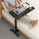 Eocnrhe Adjustable Overbed Bedside Table, Hospital Bed Table with Wheels, Portable Rolling Desk, Mobile Small Standing Desk, Rolling Laptop Stand, Computer Cart, 23.62inch