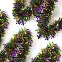 50 Feet Mardi Gras Tinsel Garland Gold Green Purple Garland Mardi Gras Christmas Tree Tinsel Garland Metallic Twisted Hanging Garland for Mardi Gras Oktoberfest Birthday Party Decoration
