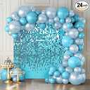 Shimmer Wall Backdrop Lake Blue Wall Panels 24Pcs Square Sequin Shimmer Wall Backdrop Decoration for Birthday Party,Wedding, Anniversary
