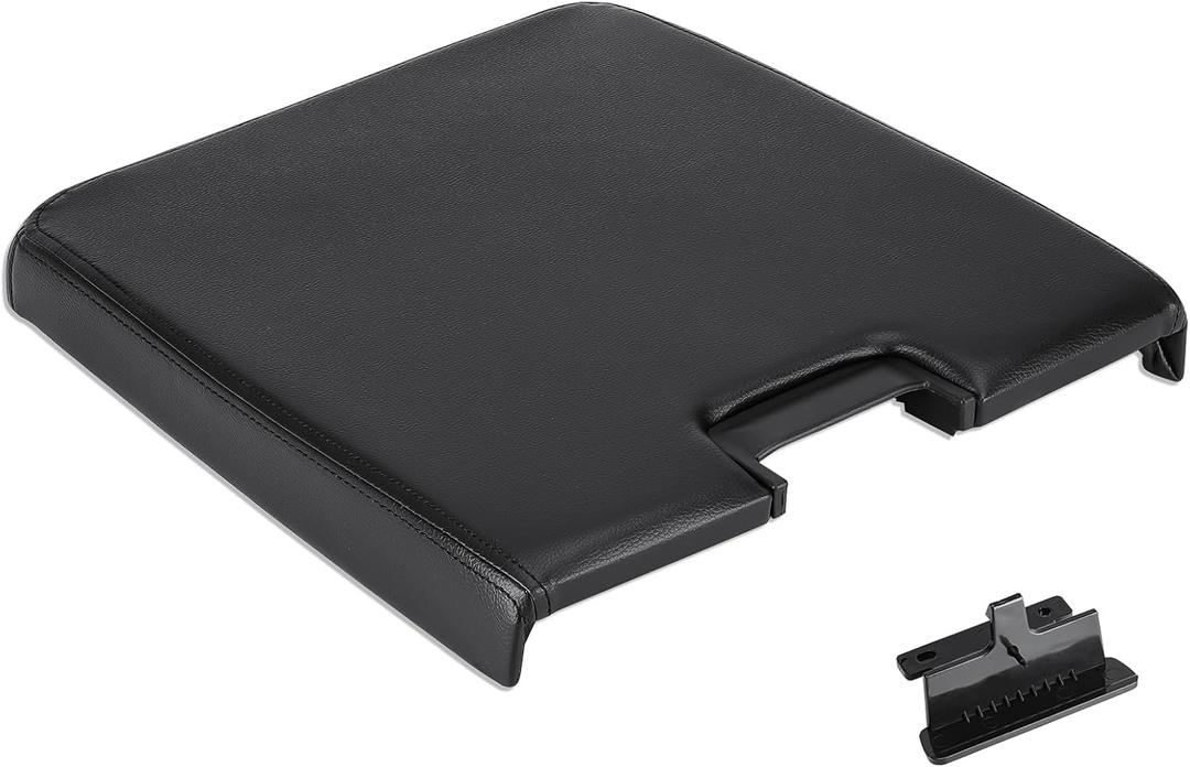 Black Center Console Lid Armrest Box Cover w/Latch Fits for 2007-2013 Chevy Avalanche Silverado Tahoe GMC Sierra 1500 2500HD 3500 Replace for 20864154 20864151 20864153 Middle Console Lid Top