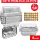 Mini Loaf Pans with Lids 50 Pack Small Aluminum Pans with Lids 6x3.5x2 complete with Baked with Love Stickers for Baking Bread, Fruit Cake, Banana Bread, Meatloaf and Baked Goods