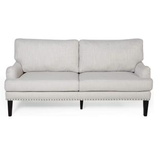 Christopher Knight Home Greta Fabric Loveseat, Beige, Dark Brown, 66.75 x 30 x 33 inches